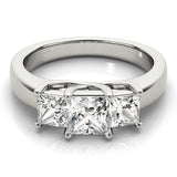 Devoted Three-Stone Princess Diamond Engagement Ring — 9K/18K Gold & Platinum