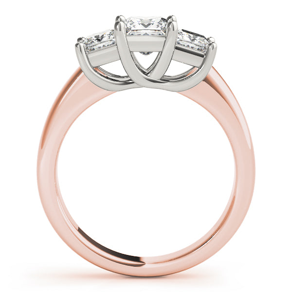 Devoted Three-Stone Princess Diamond Engagement Ring — 9K/18K Gold & Platinum