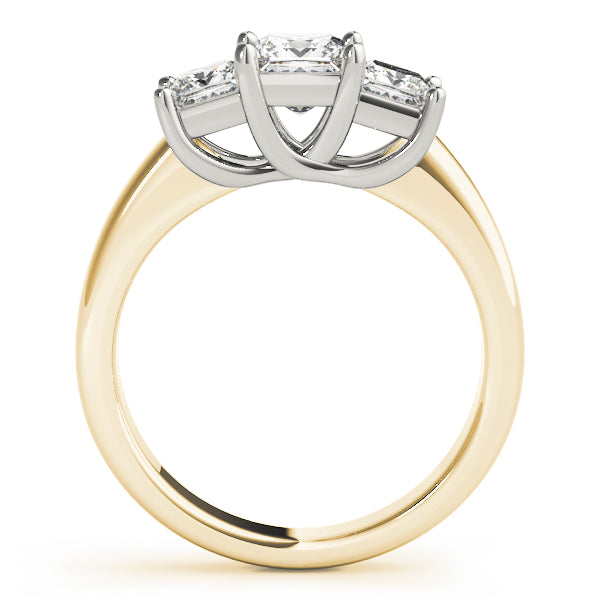 Devoted Three-Stone Princess Diamond Engagement Ring — 9K/18K Gold & Platinum