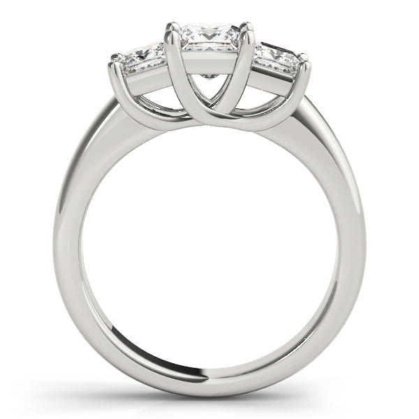 Devoted Three-Stone Princess Diamond Engagement Ring — 9K/18K Gold & Platinum