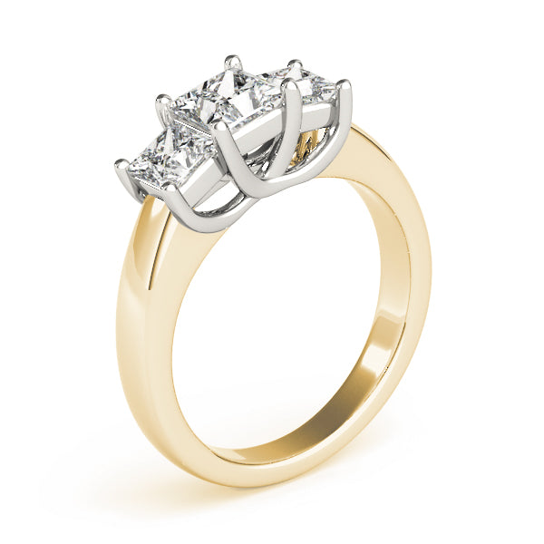 Devoted Three-Stone Princess Diamond Engagement Ring — 9K/18K Gold & Platinum