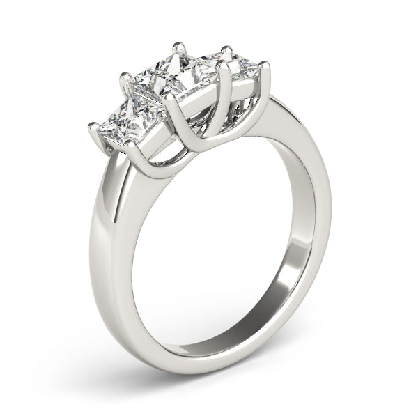 Devoted Three-Stone Princess Diamond Engagement Ring — 9K/18K Gold & Platinum