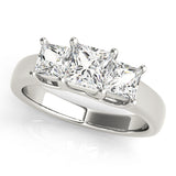 Devoted Three-Stone Princess Diamond Engagement Ring — 9K/18K Gold & Platinum