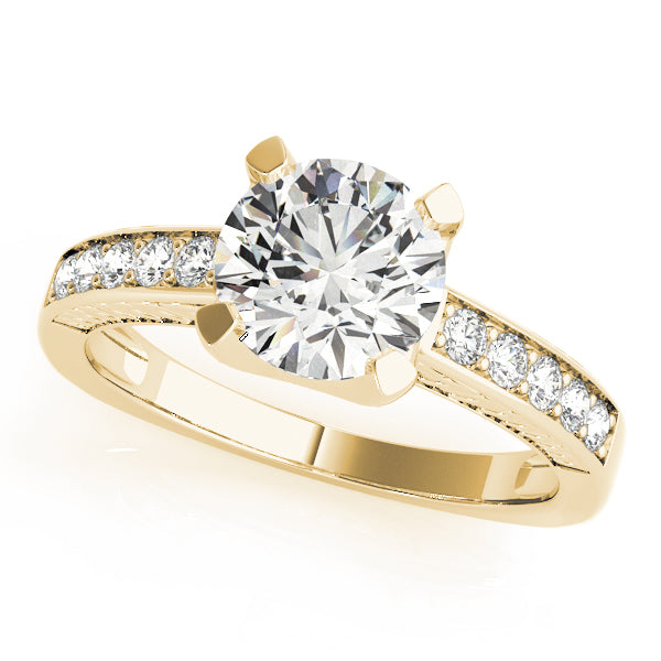 Resplendent Channel-Set Round Diamond Engagement Ring — 9K/18K Gold & Platinum