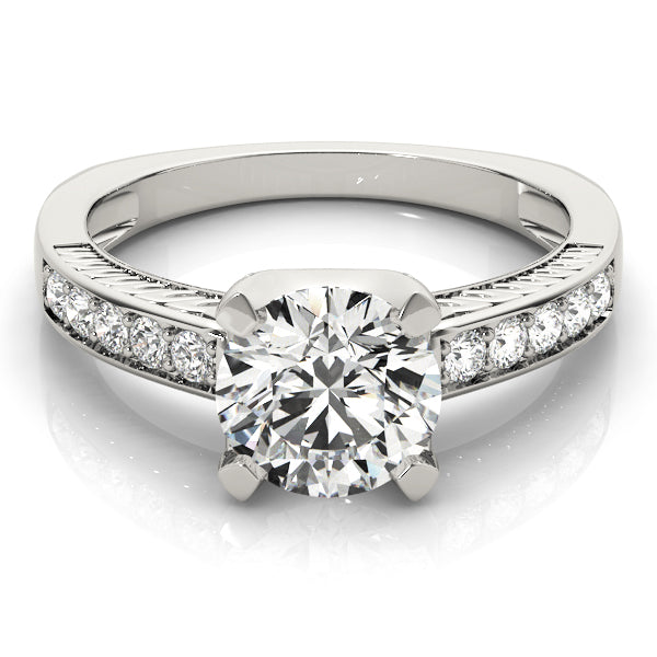 Resplendent Channel-Set Round Diamond Engagement Ring — 9K/18K Gold & Platinum