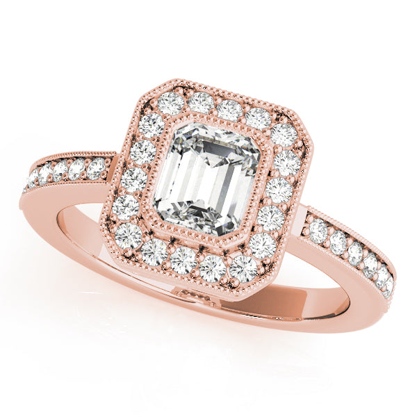 Cherished Halo Emerald Diamond Engagement Ring — 9K/18K Gold & Platinum