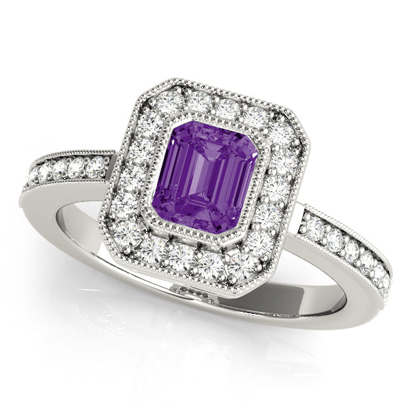Cherished Halo Emerald Diamond Engagement Ring — 9K/18K Gold & Platinum