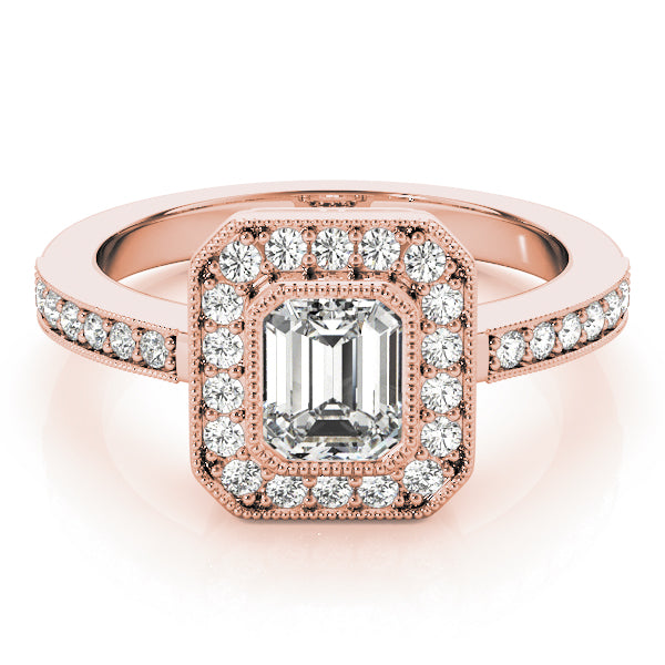 Cherished Halo Emerald Diamond Engagement Ring — 9K/18K Gold & Platinum
