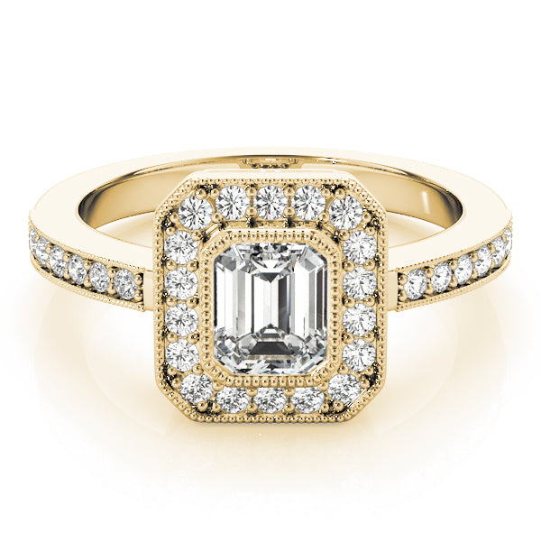 Cherished Halo Emerald Diamond Engagement Ring — 9K/18K Gold & Platinum