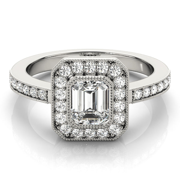 Cherished Halo Emerald Diamond Engagement Ring — 9K/18K Gold & Platinum