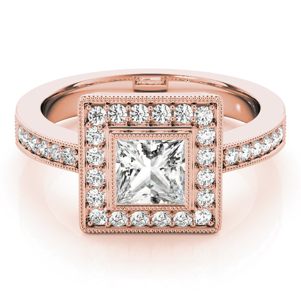 Noble Halo Princess Diamond Engagement Ring — 9K/18K Gold & Platinum