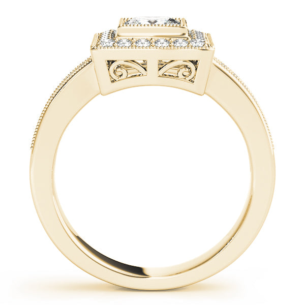 Noble Halo Princess Diamond Engagement Ring — 9K/18K Gold & Platinum