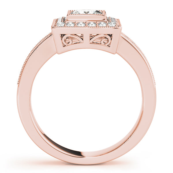 Noble Halo Princess Diamond Engagement Ring — 9K/18K Gold & Platinum
