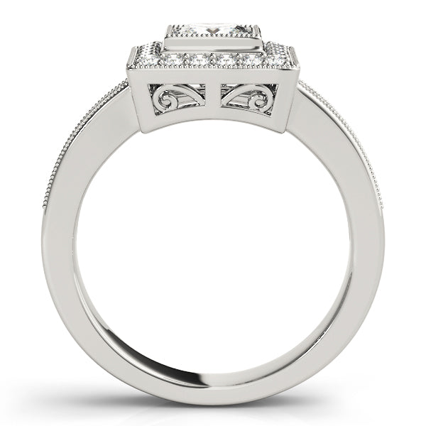Noble Halo Princess Diamond Engagement Ring — 9K/18K Gold & Platinum