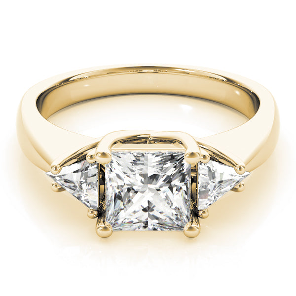 Timeless Three-Stone Princess Diamond Engagement Ring — 9K/18K Gold & Platinum