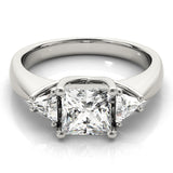 Timeless Three-Stone Princess Diamond Engagement Ring — 9K/18K Gold & Platinum