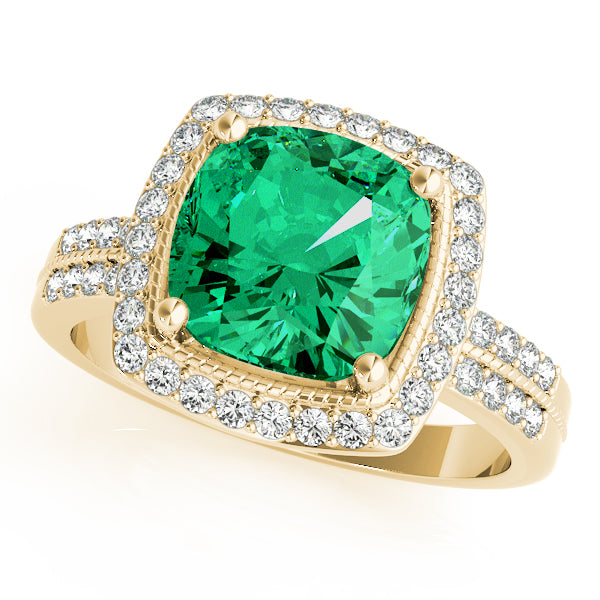 Elegant Color Rings Cushion Diamond Engagement Ring — 9K/18K Gold & Platinum