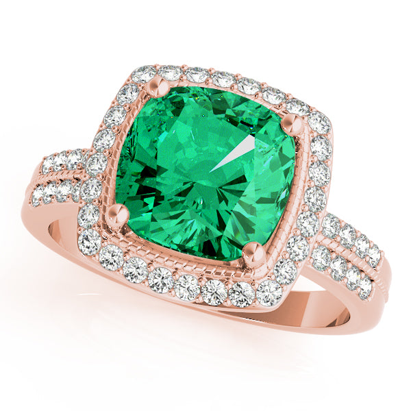 Elegant Color Rings Cushion Diamond Engagement Ring — 9K/18K Gold & Platinum