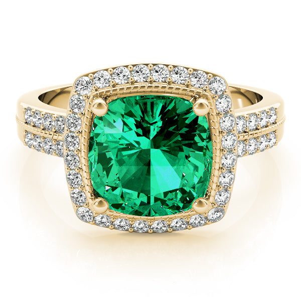 Elegant Color Rings Cushion Diamond Engagement Ring — 9K/18K Gold & Platinum