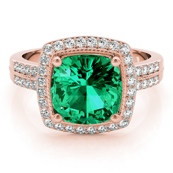 Elegant Color Rings Cushion Diamond Engagement Ring — 9K/18K Gold & Platinum