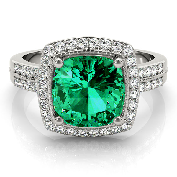 Elegant Color Rings Cushion Diamond Engagement Ring — 9K/18K Gold & Platinum