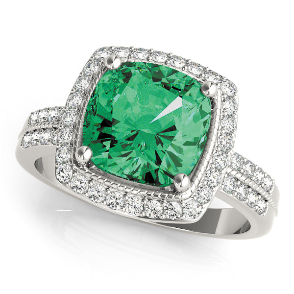 Elegant Color Rings Cushion Diamond Engagement Ring — 9K/18K Gold & Platinum