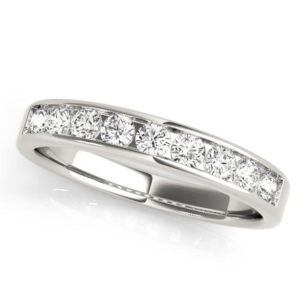 Straight Half Eternity Ring in Gold & Platinum