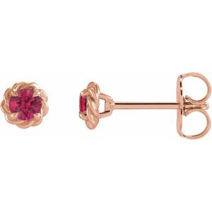 Ruby Round Stud Earrings in Gold and Platinum