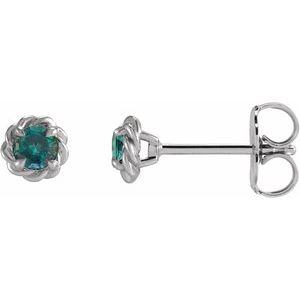 Alexandrite Round Stud Earrings in Gold and Platinum
