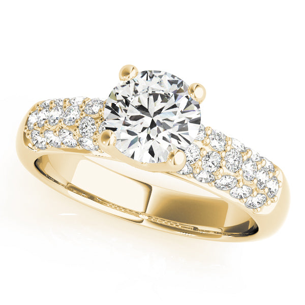 Luxe Pave Round Diamond Engagement Ring — 9K/18K Gold & Platinum