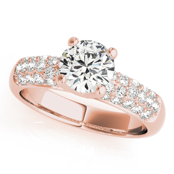 Luxe Pave Round Diamond Engagement Ring — 9K/18K Gold & Platinum