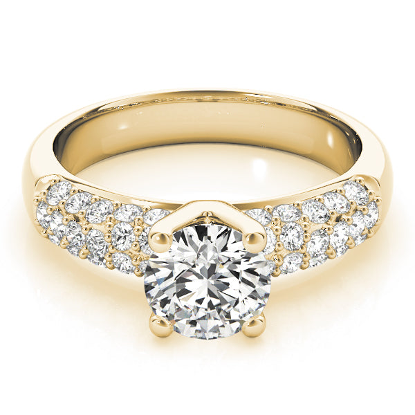 Luxe Pave Round Diamond Engagement Ring — 9K/18K Gold & Platinum