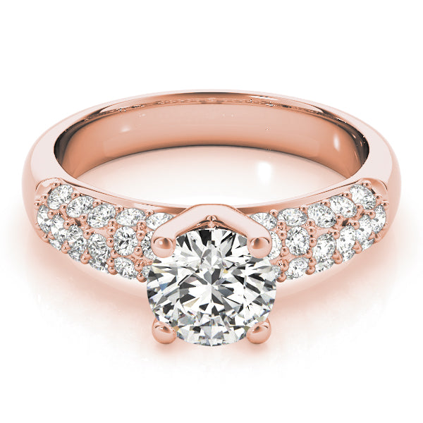 Luxe Pave Round Diamond Engagement Ring — 9K/18K Gold & Platinum