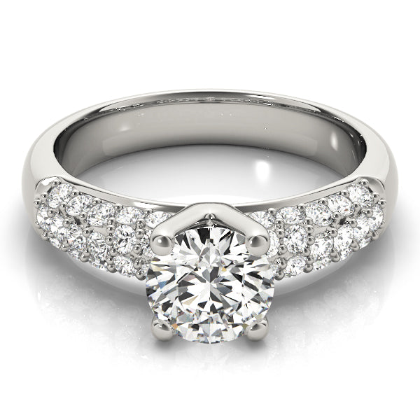 Luxe Pave Round Diamond Engagement Ring — 9K/18K Gold & Platinum
