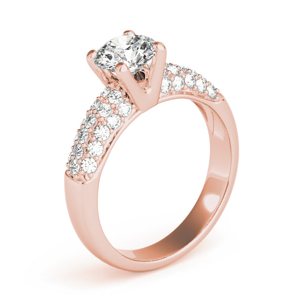 Luxe Pave Round Diamond Engagement Ring — 9K/18K Gold & Platinum