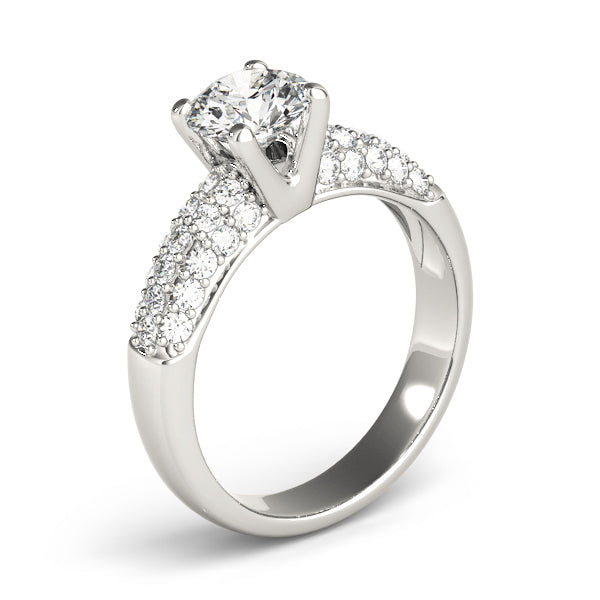 Luxe Pave Round Diamond Engagement Ring — 9K/18K Gold & Platinum