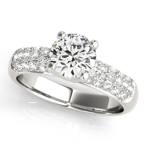 Luxe Pave Round Diamond Engagement Ring — 9K/18K Gold & Platinum