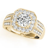 Refined Halo Round Diamond Engagement Ring — 9K/18K Gold & Platinum