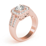 Refined Halo Round Diamond Engagement Ring — 9K/18K Gold & Platinum