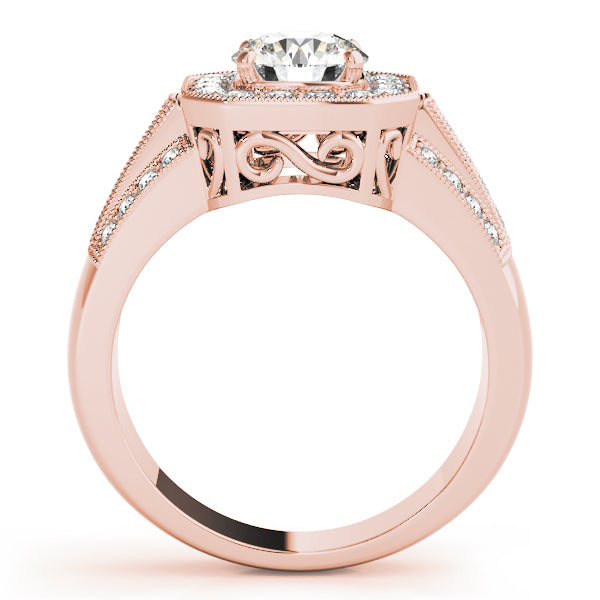 Refined Halo Round Diamond Engagement Ring — 9K/18K Gold & Platinum