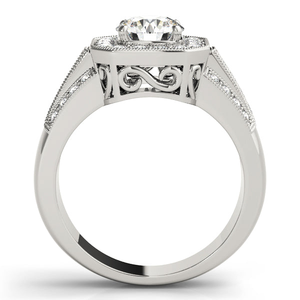 Refined Halo Round Diamond Engagement Ring — 9K/18K Gold & Platinum