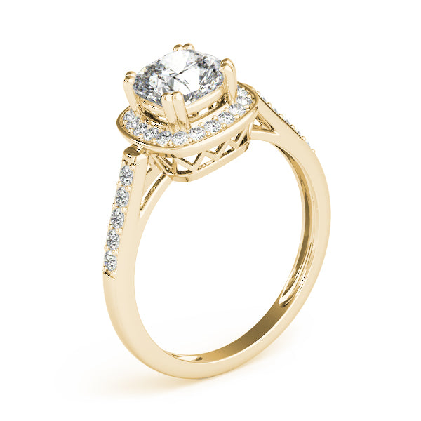 Signature Color Rings Cushion Diamond Engagement Ring — 9K/18K Gold & Platinum