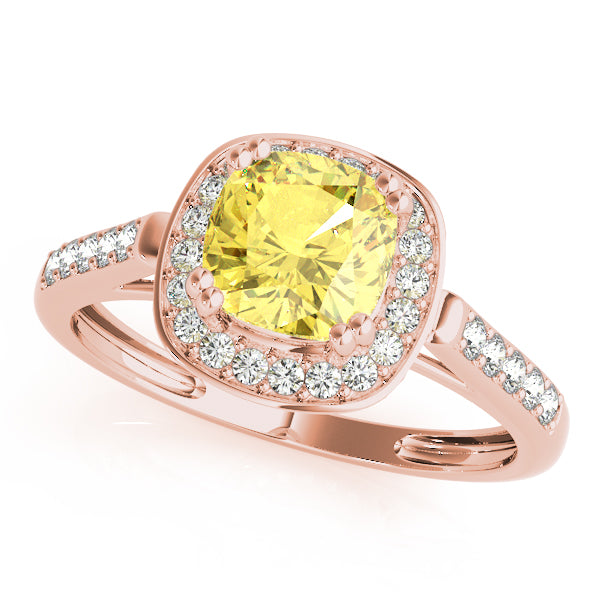 Signature Color Rings Cushion Diamond Engagement Ring — 9K/18K Gold & Platinum