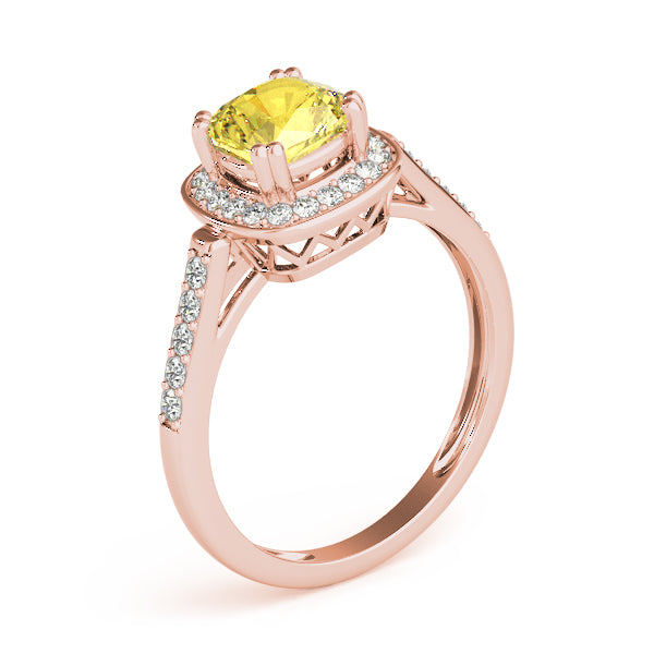 Signature Color Rings Cushion Diamond Engagement Ring — 9K/18K Gold & Platinum