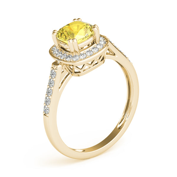 Signature Color Rings Cushion Diamond Engagement Ring — 9K/18K Gold & Platinum