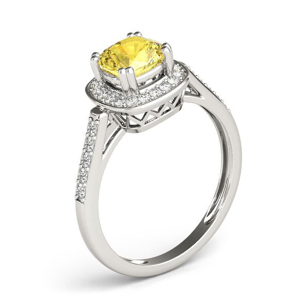 Signature Color Rings Cushion Diamond Engagement Ring — 9K/18K Gold & Platinum