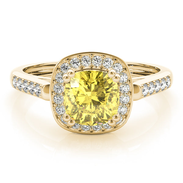 Signature Color Rings Cushion Diamond Engagement Ring — 9K/18K Gold & Platinum