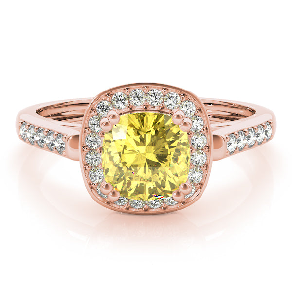 Signature Color Rings Cushion Diamond Engagement Ring — 9K/18K Gold & Platinum
