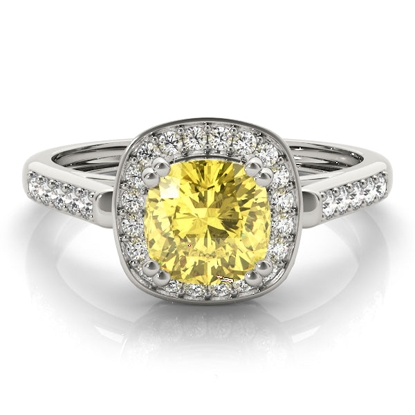 Signature Color Rings Cushion Diamond Engagement Ring — 9K/18K Gold & Platinum