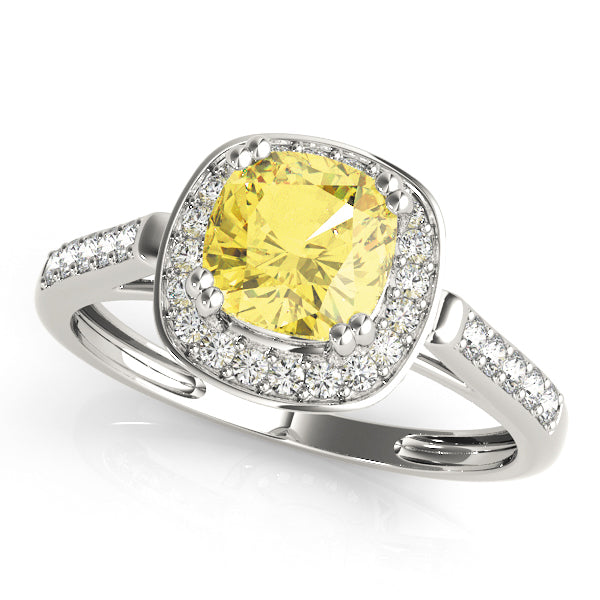 Signature Color Rings Cushion Diamond Engagement Ring — 9K/18K Gold & Platinum